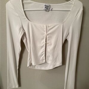 Princess Polly Cream Button-Down Long Sleeve Top